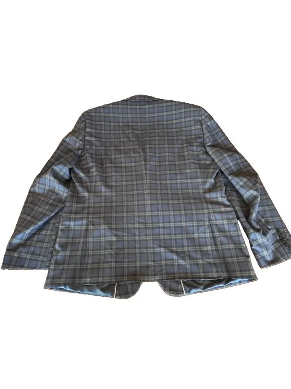 Bar III Men’s Slim Fit Blue Plaid Blazer 48R Two Button Sport Coat